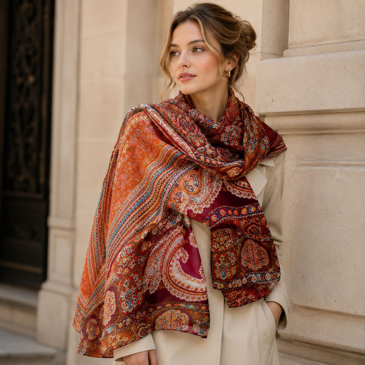 Digital Print Wool Scarf/Shawl 278